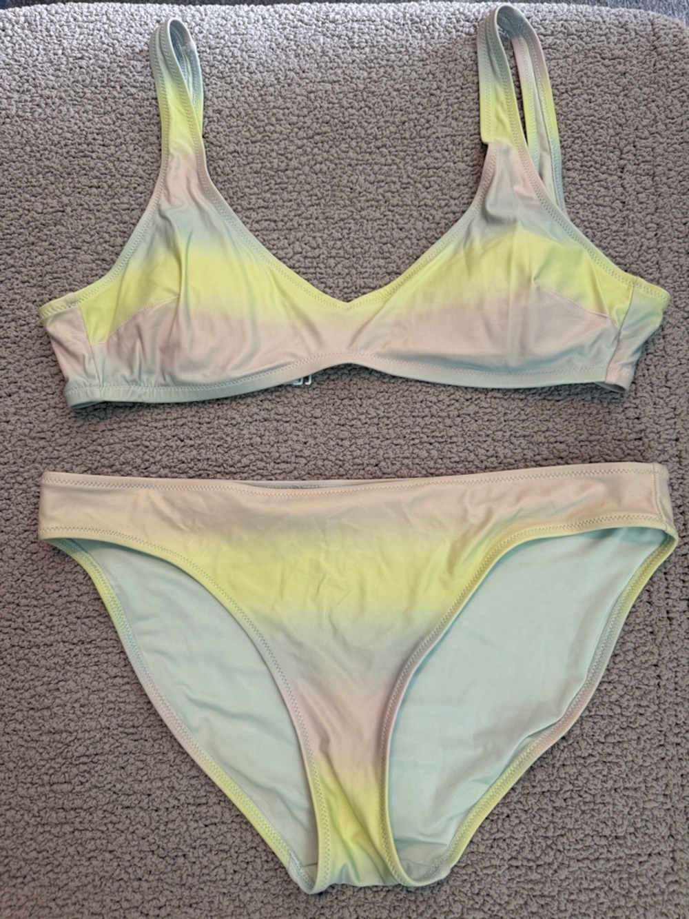 aerie Pastel Yellow-Green Ombre Bralette Bikini Set